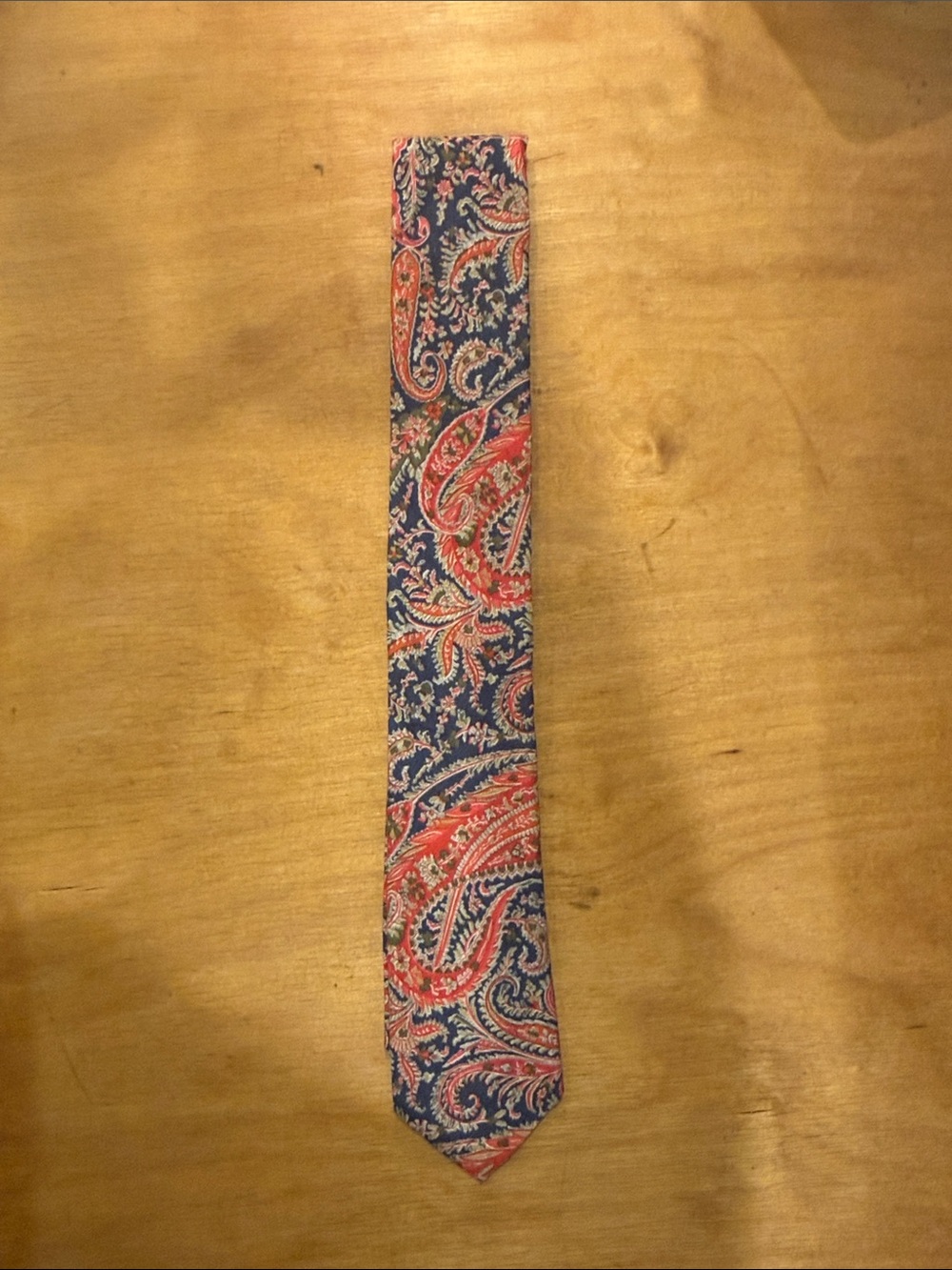 J. Crew Navy and Red Paisley Silk Tie